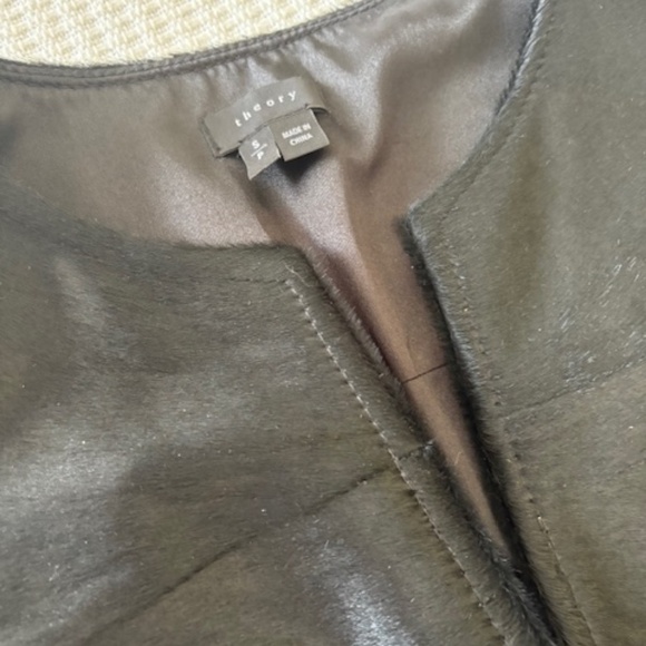 THEORY Etia Calf Hair Yoke Top - Picture 2 of 6